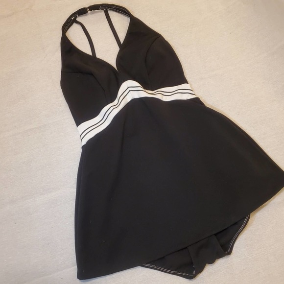 Vintage Other - Vintage Pinup One Piece Halter Top Skirt Swimsuit